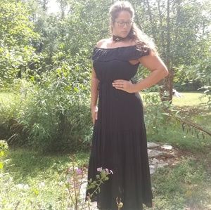 Black, off the shoulder, Bohemian Summer Dress